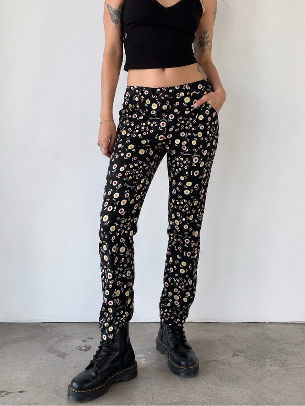 VINTAGE 80s MOSCHINO Floral Print Spell‎ Out Pants